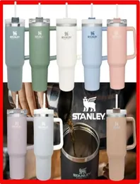 1 st Stanley 40oz Cups Tumbler met handvat geïsoleerde roestvrijstalen tuimelaars deksels stro koffie termoS auto mokken met logo 02144891788