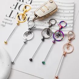 Stock Metal Bar Beadable Key chain Hooks Stylish Girls Gift Iridescent Keyring Beadable Keychain for Jewelry Making DIY Crafts
