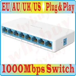 Switches GRATIS frakt 8 Ports High Speed ​​Gigabit Mini Network Switch RJ45 1000Mbps Fast Gigabit Ethernet Network Switcher Hub Splitter