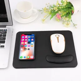 Descansa com telefone de carregamento sem fio couro do plutônio grão madeira à prova dwaterproof água carregador mousepad para computador portátil mesa portátil jogos bonito mouse pad