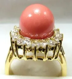 whole Pink Coral 18KGP Crystal Ring Size 67891001234566906996
