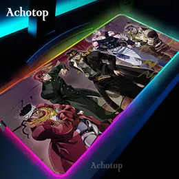 Descansa gaming mousepad rgb bloqueio borda anime computador borracha mouse pad para jojo aventura bizarra grande dos desenhos animados teclado tapete de mesa