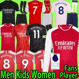 Arsen Soccer Jerseys 23 24 Men Sets Kids Kit Vrouwen Fans Player Versie Lange mouw G.JESUS ​​RAMSDALE SAKA SALIBA PEPE SMITH 2023 2024 Voetbalshirt T Koopman -uniform