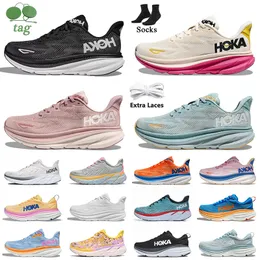 2023 Hoka Clifton 9 8 Running Shoes One Black Cyclamen Sweet Lilac Hokas Bondi 8 Floral Free People X 2 on Cloud Mesh Trainers Sneakers Size 36-45