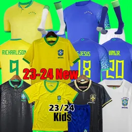 2023 2024 Voetbaltruien Braziliës Marcelo Pele Paqueta Neres Coutinho Firmino Jesus Vini Jr Brasils voetbalshirt Kids Kit
