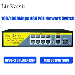 Controllo Switch POE 52V 10/100/1000 MBPS AI SMART STUST con porte uplink SWIT ETHERNET PORTS per fotocamera IP/telecamera AP/CCTV wireless