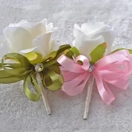 Wedding Flowers Or Prom Wrist Flower Corsage Bridal Corsages&Boutonnieres For Groom Groomsmen Suit Accessories A0004