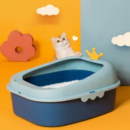 Andra katttillbehör Kattkull Design Semi-Evenclosed Sandbox Big Space Toalett Förhindra Splash Maksvaror för kattungar Big Sand Litter Cat Bedpans 230526
