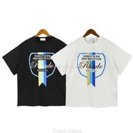 Projektant modny koszulki rhude 2023 Summer nowa marka mody luźna luźna thirt z krótkim rękawem litera druku