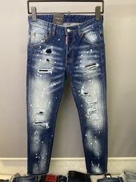 Men's Jeans Dsquad2 Luxury Designer Denim Perforated Pants Dsquare Casual Fashion Trendy Clothing US SIZE 28-38 9825