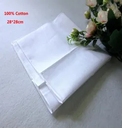 100 Cotton Male Table Satin Handkerchief Pure White Hankerchiefs Cotton Towel Mens Suit Pocket Square Handkerchief whitest 100pcs4049196