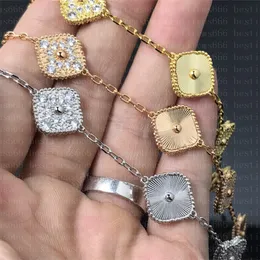 Fashion Classic 4/Four Leaf Clover Charm Bracelets Bangle Chain 18k Gold Agate Shell أم اللوح للورم من أجل Womengirl Wedding Mother 'Day Jewelry Women 001