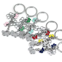 Keychains 10st/Lot Colorized Butterfly Keychain Key Ring High Quality Chain Holder Innovative Gadget Portachiavi Llaveros Mujer
