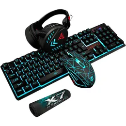 Combo 4 pezzi/set K59 tastiera USB cablata illuminata mouse pad da gioco retroilluminazione