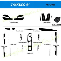 Lynkco için 01 Yıl 2021 Otomobil Styling 3D/5D Karbon Fiber Otomobil İç Merkez Konsolu Renk Kalıp Çıkartma Çıkartmaları
