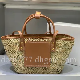 Con la lettera in metallo dorato Logo Fashion Lafite Grass Woven Borsa a tracolla da donna Borsa a tracolla Borsa a tracolla 34x17cm