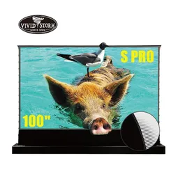 VIVIDSTORM S Pro 100 inch Electric Projector Screen Tensioned Floor Rising Ambient Light Rejecting for Office Movie Cinema Ultra S4543057