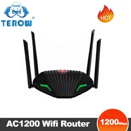 Маршрутизаторы Terow AC1200 Беспроводной маршрутизатор Wi -Fi Gigabit DualBand Repeater с 4*5DBI с высоким усилением антенн 1200 Мбит / с IPv6 более широкий покрытие 5 ГГц