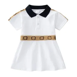 Abiti per neonate di nuovo stile Abiti estivi per bambini a maniche corte Colletto rovesciato Gonne principessa a righe Abbigliamento per bambini