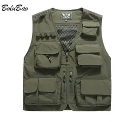 BOLUBAO Men039s Vest MultiPocket Thin Trend Mesh Breathable Detachable Waistcoat Outdoor Mountaineering Fishing Casual Vest Ma5377683