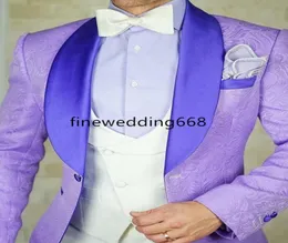 2021 Dostosuj klasyczny szal Lapel One Button Wedding Groom Tuxedos Men Suits Wedding