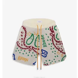 Projektant krótki mody swobodne odzież spodnie plażowe Wysokiej jakości Rhude nerkowca wełna kwiatowa Jacquard Pocket Pocket High Street Casual Flower Shorts dla mężczyzn