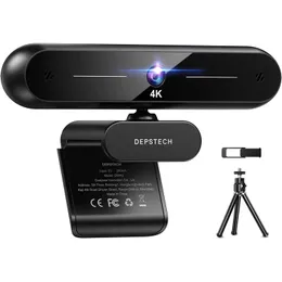 Web Kameraları Depstech DW40 4K HD Webcam 8MP Otomatik Odak USB Web Kamerası Mikrofonlu Dizüstü Bilgisayar PC/ Video Arama/ Zoom/ Akış