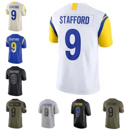 Camisas de futebol costuradas 9 Matthew Stafford Homens Mulheres Juventude S-3XL Vermelho Preto Branco Jersey