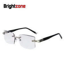 선글라스 Brightzone Rimless Reading Glasses 남성 브랜드 디자이너 그레이 수지 렌즈 남자 검은 편안한 가벼운 안경 방지 안경 안경 안티 5735490