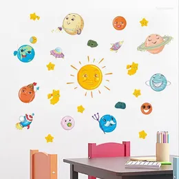 Wall Stickers Nine Planets Sticker For Kids Room Bedroom Decor Home Decals Murals Kindergarten Wallpapers DIY Posters