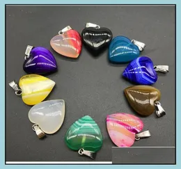Charms 20Mm Assorted Stripe Agate Heart Stone Pendants For Earrings Necklace Jewelry Making Drop Delivery 2021 Findings Com Ffshop7960844