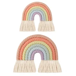 Plush Wall Stuff 6 Layers Macrame Rainbow Wall Decor for Bedroom Nursery Baby Kids Rooms Colorful Tapestry Wall Hanging 230526