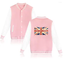 Women's Jackets LONDON Flag Long Sleeve Baseball Jacket Men Women High Quality Boys Girls Fashion Warm