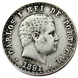 PORTUGAL 1891 500 REIS CARLOS I Silver Plated Copy Coins