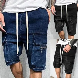 Męskie dżinsy Summer mężczyźni swobodne spodnie sportowe pasują do biegania joggers dresowe spodnie wysokiej jakości spodenki kolanowe proste