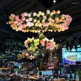 Pendant Lamps Simulation Flower Chandelier Feature Restaurant Hollow Lamp Shop Decoration Banquet Light