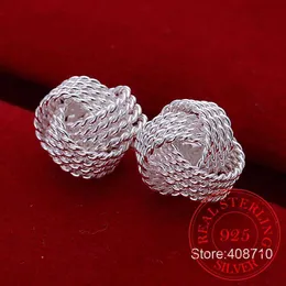 Stud Nya modesmycken 925 Sterling Silver Tennis Net Web Stud Earings For Women Girls 2020 Summer Style Ball Earring Ear Studs J230529