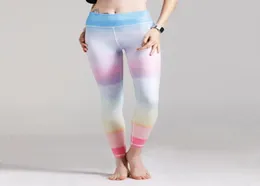 2018 Women Yoga Outfits Spodnie Gradient Kolor Rainbow Ladies Yoga Pants Sxl Sports Leggins Dance Ubrania 84165701822974