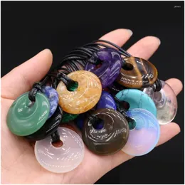 Pendant Necklaces 30X30Mm Big Hole Beads Necklace Natural Agates Stone For Women Diy Making Jewerly Party Gift 8.5Mm Drop Delivery J Dhluk