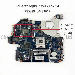 Acer Aspire 5750 5755G NV57 5750GラップトップマザーボードP5WE0 LA6901PをHM65 GT540M/630M 2GBGPU 100％完全にテストしたマザーボードオリジナル