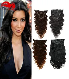 Hannah Unprocessed Body Wave Human Hair Clip In Extensions 10pcsset Full Head 120g Indian Virgin Hair Clip In Human Hair Extensio5438308
