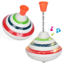 Spinning Top Classic Spinning Tops Toy Funny Music Light Gyro Toy Hand Push Down Spinner Top LED Flash Gyro Kids Boy Birthday Present Children 230526