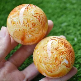 Itens de novidade 1 par de arte natural Amber Wax Ball OnL Crystal Sphere Healing Stone Decor 50mm