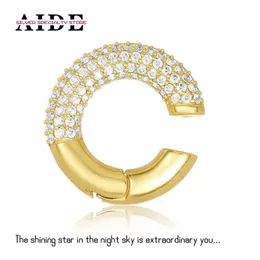 Aide 1st 925 Silver Ear Cuff Green Zircon Stone Clip Earring for Woman 2021 Trend Ins C-form Luxury Jewelry Bijoux Femme Y2k