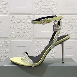 Nya Rhinestone High Heels Sandaler med elegant och sexig stil Internet Celebrity Luxury Designer Womens Sandals High-End Leather Party Shoes 10.5cm Storlek 35-43+Box