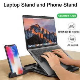 Accessories Laptop Holder with Mobile Phone Holder 360° Rotate Desktop Foldable Notebook Laptop Stand For iPad Macbook Air Pro 13 17 inch PC