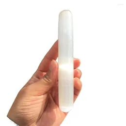 Figurine decorative Bellissimo bastoncino da massaggio in selenite di quarzo naturale Bacchetta magica lucidata Guarigione Reiki