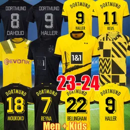 2023 2024 футбольные майки BVB All Black Bellingham Borussia Haller Adeyemi 22 23 24 Black Football Frush Ruus Hummels Reyna Brandt Dortmund Men Kid