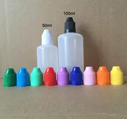 Rápido 50ml 100ml pe e líquido garrafa de plástico de plástico de plástico garotas de gotas macias com tampas à prova de crianças dicas de agulha fina longa e Cig Bo8281637