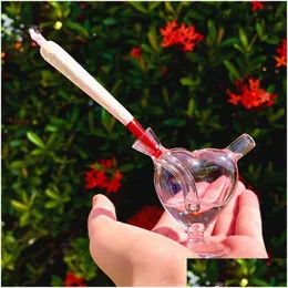 Smoking Pipes Heart Cigarette Water Pipe Portable Mini Hookah Bottle Tobacco Joint Blunt Holder Gift Cigar Filter Glass Bubbler Drop Dhht2
